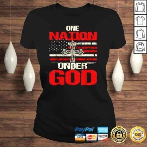 ClassicLadies One Nation Under God Christian US Flag 4th Of July Faith Shirt