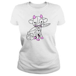 ClassicLadies Pink Cow Knife Boyfriend shirt