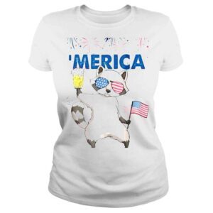 ClassicLadies Raccoon Beer Firework 4th of July US Independence Day Hawaiian Shirt