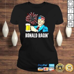 ClassicLadies Ronald Reagan beer firework Ronald Ragin 4th of July shirt