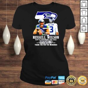 ClassicLadies Russell Wilson Seattle Seahawks 20122022 Signatures Thank You For The Memories Shirt