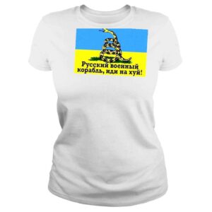 ClassicLadies Russian Warship Go Fuck Yourself Snake Ukrainian Flag Shirt