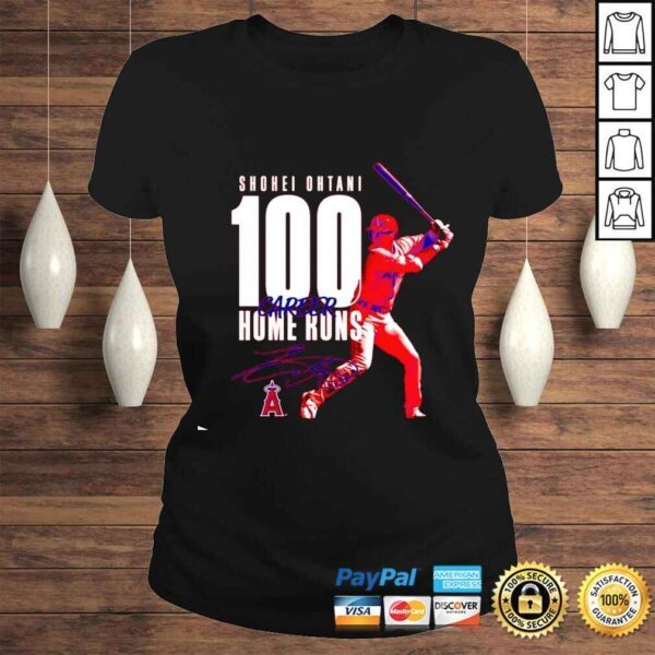 Shohei Ohtani Los Angeles Angels 100th Career Home Run signature shirt - Image 3