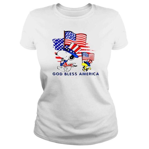 Snoopy and Woodstock god bless america land that I love shirt - Image 3