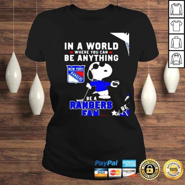 Snoopy in a world where you can be anything be a New York Rangers fan 2022 shirt - Image 3