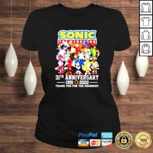 ClassicLadies Sonic The Hedgehog 31th anniversary 19912002 thank you for the memories shirt