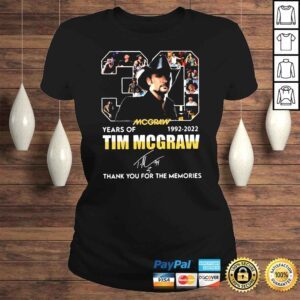 ClassicLadies Tim Mcgraw 30 years of 19922022 thank you for the memories signature shirt