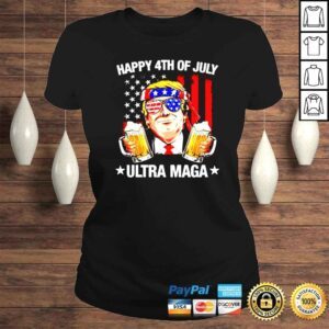 ClassicLadies Trump Happy 4th Of July Ultra Maga Beer American Flag shirt