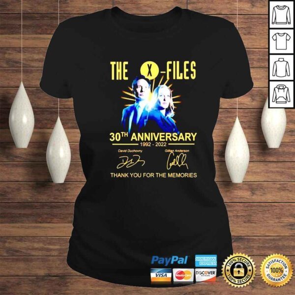 Tv Series The X Files 30Th Anniversary 1992 2022 thank you for the memories signatures shirt - Image 3