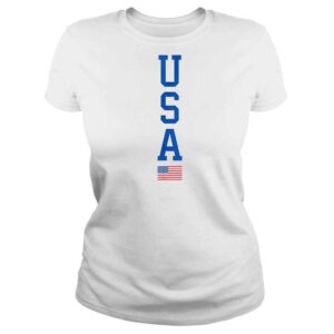 ClassicLadies USA American Flag Vertical Text Patriotic 4th of July TShirt