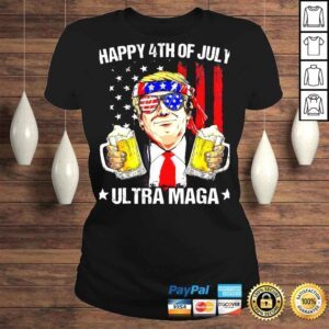 ClassicLadies Ultra Maga Proud Pro Trump Happy 4th Of July US Flag TShirt