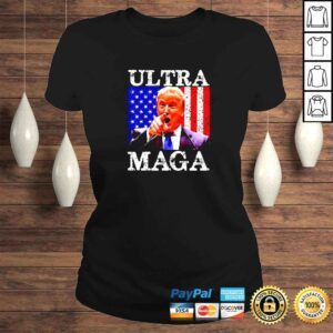 ClassicLadies Ultra Mega King Trump Vintage American US Flag Anti Biden TShirt