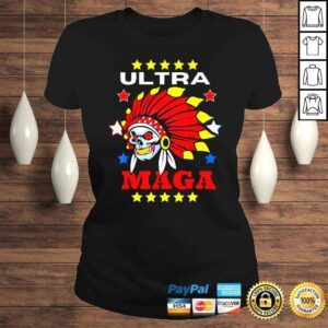 ClassicLadies Ultra maga pro Trump skull wearing indian headdress shirt