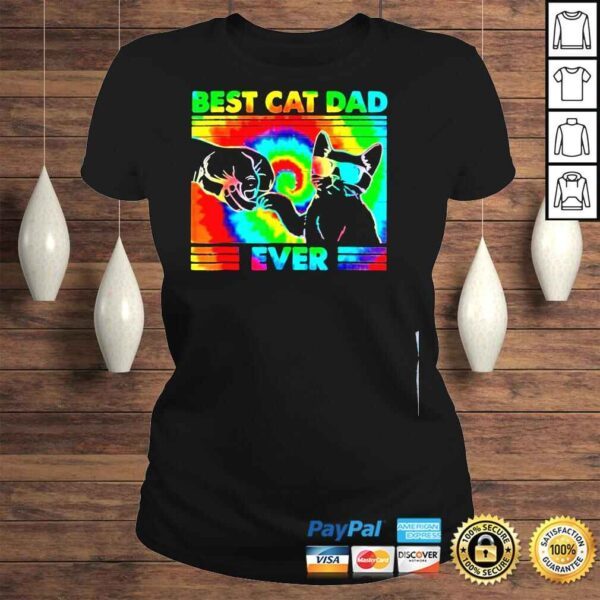 cat dad ever tie dye cat daddy fathers shirt - Image 3