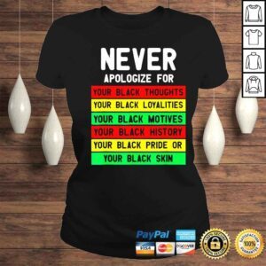 ClassicLadies juneteenth black pride never apologize for your blackness shirt