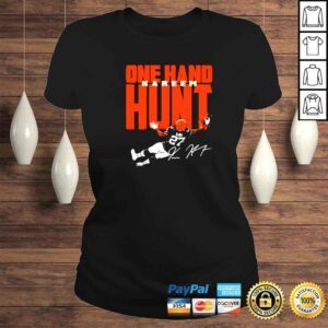 ClassicLadies kareem Hunt One Hand Hunt rugby signature shirt