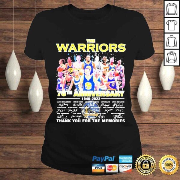 the Warriors 76th Anniversary 1946 2022 Signatures Thank You For The Memories Tshirt - Image 3