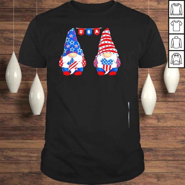 Cute gnomes usa American flag patriotic 4th of july shirt