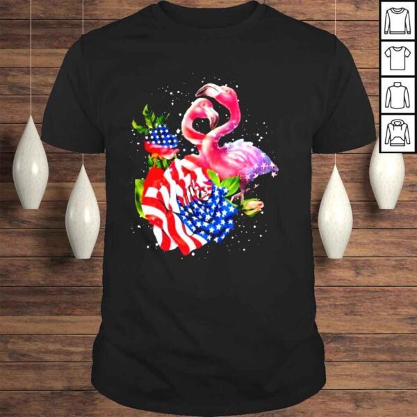 Flamingo happy independence day American flag shirt