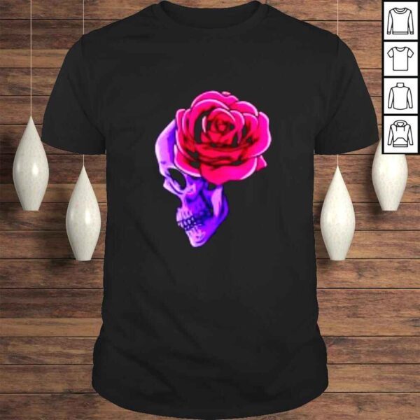 Floral Sugar Skull with Red Rose Day of the Dead Flowers shirt