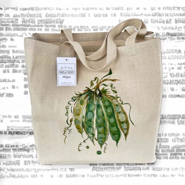 Garden Fresh Peas Large Canvas Funny Tote Bag