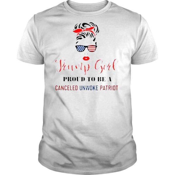 Girl Bandana Glasses American flag Trump girl proud to be a canceled unwoke patriot shirt