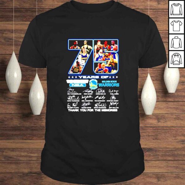 Golden State Warriors 75 years of thank you for the memories signatures shirt