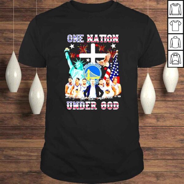 Golden State Warriors Independence Day One Nation Under God signatures shirt