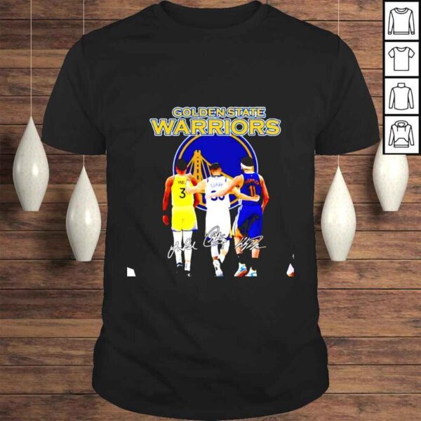 Golden State Warriors Poole Party and Stephen Curry and Klay Thompson signatures shirt