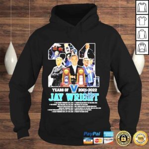 Hoodie 21 years of 2001 2022 jay wright thank you for the memories shirt