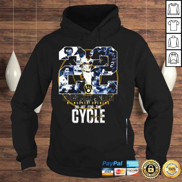 22 Christian Yelich Milwaukee Brewers 3x Hit For The Cycle signature shirt - Image 4