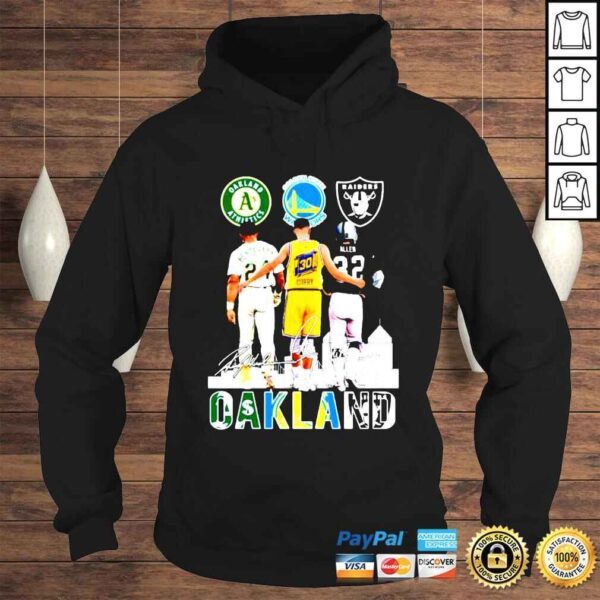 24 Rickey Henderson Oakland Athletics 30 Stephen Curry Golden State Warriors 32 Allen Oakland Raiders signatures shirt - Image 4