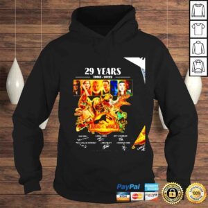 Hoodie 29 years 1993 2022 Jurassic World Dominion signatures thank you for the memories shirt