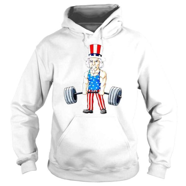 4th Of July Uncle Sam Weightlifting Funny Deadlift Fitness TShirt - Image 4