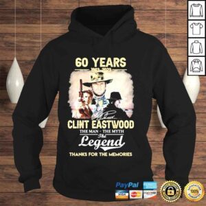 Hoodie 60 years 19632023 clint eastwood the man the myth the legend thanks you for the memories shirt