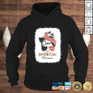 Hoodie All American Mama Messy Bun Matching Family 4th Of July Mom Shirt