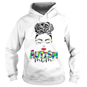 Hoodie Autism Mom Child Messy Bun Awareness April And Mothers Day Shirt