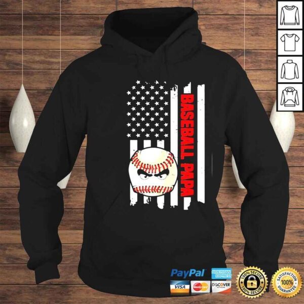 Baseball papa vintage usa flag fathers day shirt - Image 4