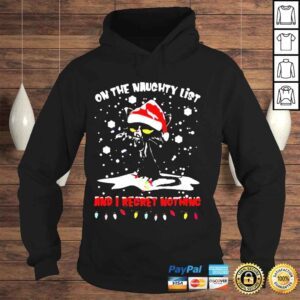 Hoodie Black cat santa on the naughty list and I regret nothing Christmas 2021 shirt