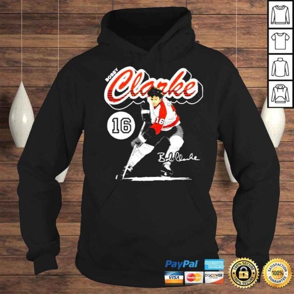 Bobby Clarke Philadelphia Retro Script Hockey Signatures Shirt - Image 4