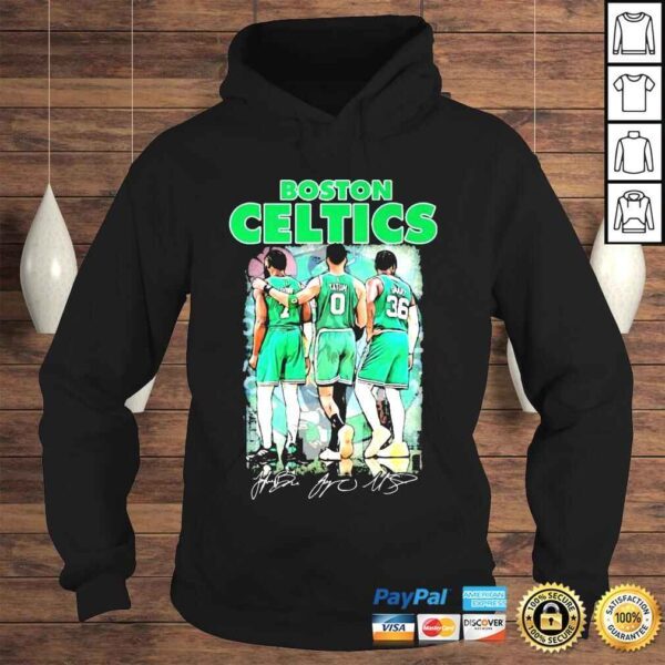 Boston Celtics Jaylen Brown Jayson Tatum And Marcus Smart Signatures Shirt - Image 4