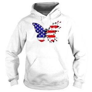 Hoodie Butterfly 4th Of July American Flag Shirt