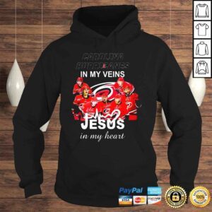 Hoodie Carolina Hurricanes 2022 in my veins Jesus in my heart signatures shirt