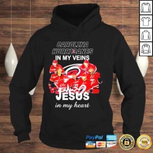 Hoodie Carolina hurricanes in my veins Jesus in my hearts hair shirt