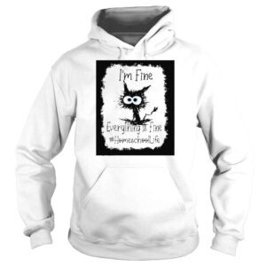 Hoodie Cat Im Fine Everything Is Fine Homeschool Life Shirt