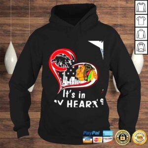 Hoodie Chicago Cubs and Chicago Blackhawks its in my heart American flag shirt