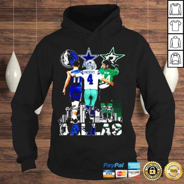 Dallas Mavericks Doncic 11 Dallas Cowboys Prescott 4 Dallas Stars Benn 14 Signatures Dallas City Shirt - Image 4