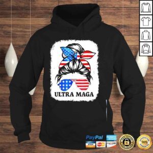 Hoodie Distressed ultra maga antI Biden messy bun usa flag shirt