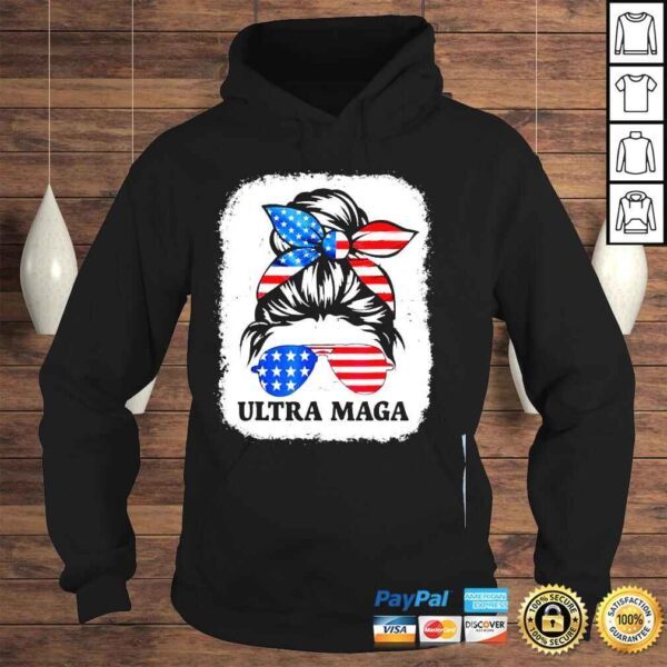 Distressed ultra maga antI Biden messy bun usa flag shirt - Image 4