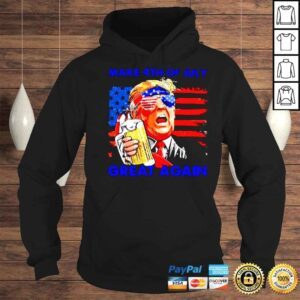 Hoodie Donald Trump Drinking Beer Make 4th Of July Great Again Shirt